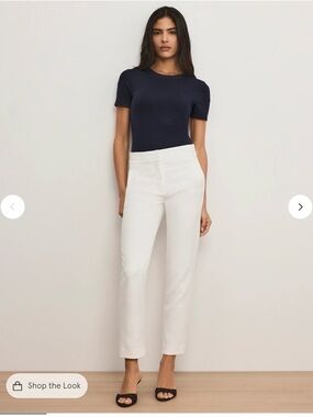 Veronica Beard Navy & White Cropped Straight Trousers